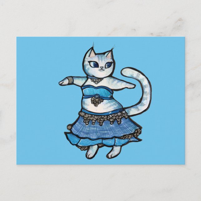 Graue Katze Bauchtänzerin Postkarte (Vorderseite)