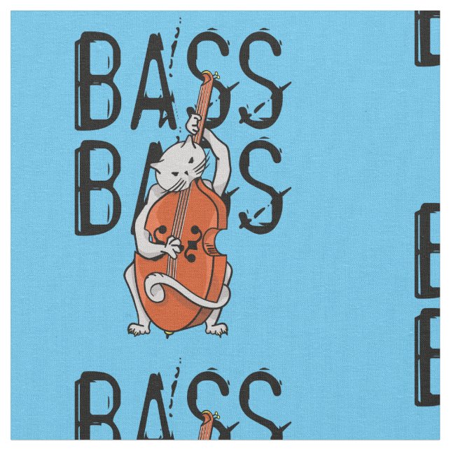 Graue Katze, die einen Doppel-Bass oder Cello spie Stoff (Nahaufnahme)