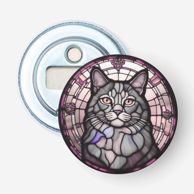 Graue Katze  Flaschenöffner (Vorderseite)