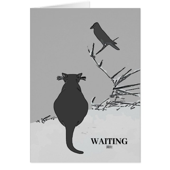 Graue Katze in Barde mit Bird-Text (Vorne)