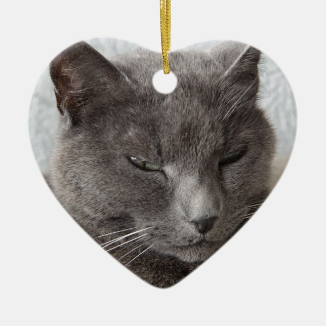 Graue Katze Keramik Ornament (Vorne)