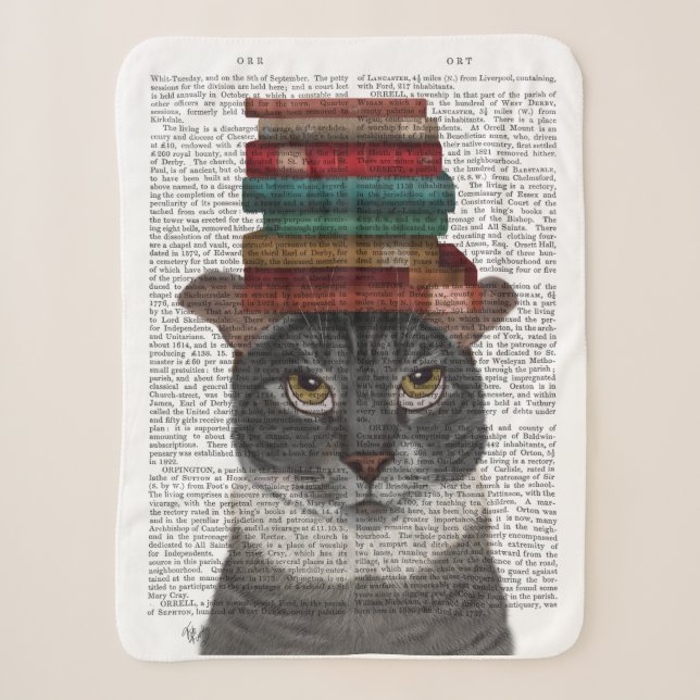 Graue Katze mit Büchern auf Kopf Sherpadecke (Vorderseite)