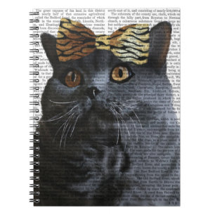 Graue Katze mit Leopard Bow Notizblock