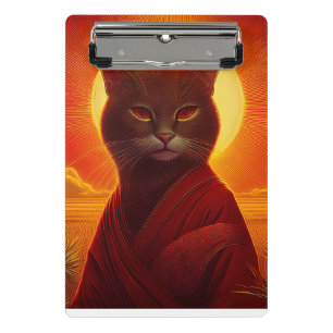 Graue Katze mit modischem Gewand in einer Sonnenun Mini Klemmbrett