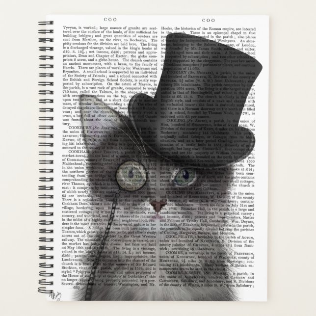 Graue Katze mit Top Hat Planer (Vorderseite)