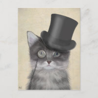 Graue Katze mit Top Hat