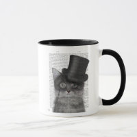 Graue Katze mit Top Hat
