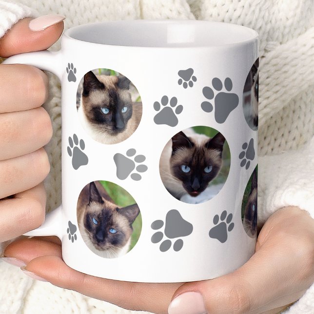 Graue Katze Pawprint 8 FotoCollage Kaffeetasse (Von Creator hochgeladen)
