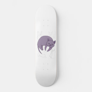 Graue Katze schlafend und Kätzchen-Gekritzel Bettw Skateboard