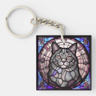 Graue Katze Schlüsselanhänger