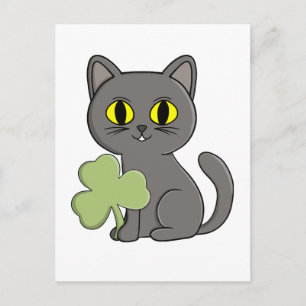 Graue Katze Shamrock Kleeblatt-Anhänger Feiertagspostkarte