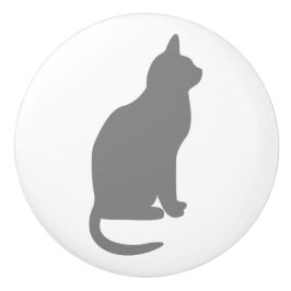 Graue Katze sitzend rechts Keramikknauf