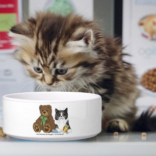 Graue Katze Teddybär Pfirsich Lustig Napf