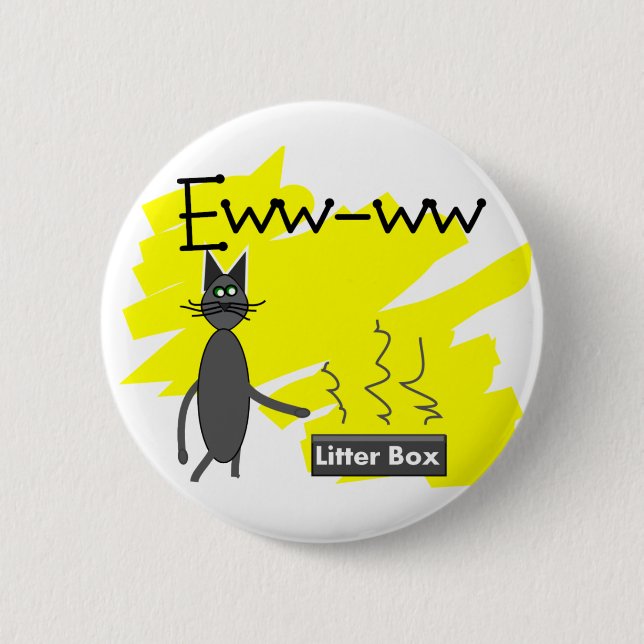 Graue Katzen-Kunst--Unglaublich witzig Stinky Button (Vorderseite)
