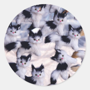 graue Katzen Runder Aufkleber