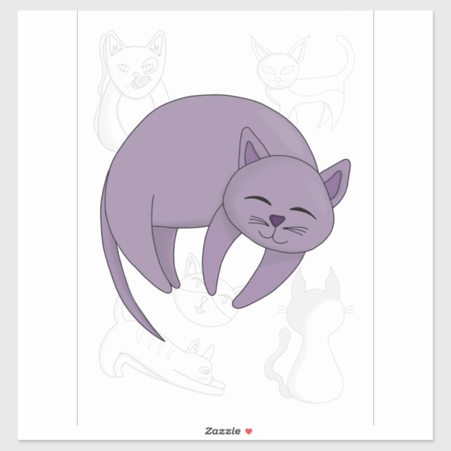 Graue Katzen Schlafen und Kitten Doodles Aufkleber (Blatt)