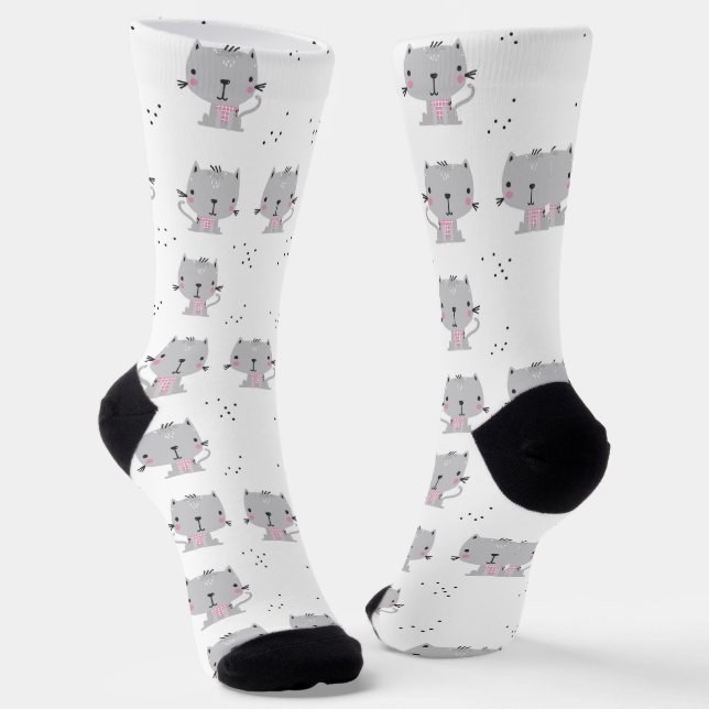 Graue Katzen Socken (Gewinkelt)