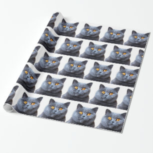 Graue Katzengelbe Augen Geschenkpapier