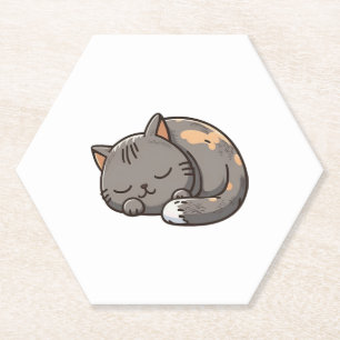 Graue kawaii schlafende Katze Untersetzer