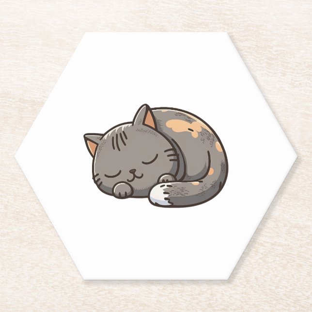 Graue kawaii schlafende Katze Untersetzer (Vorderseite)