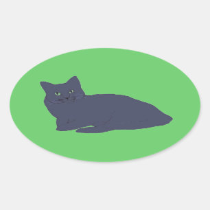 Graue Kitty-Aufkleber Ovaler Aufkleber