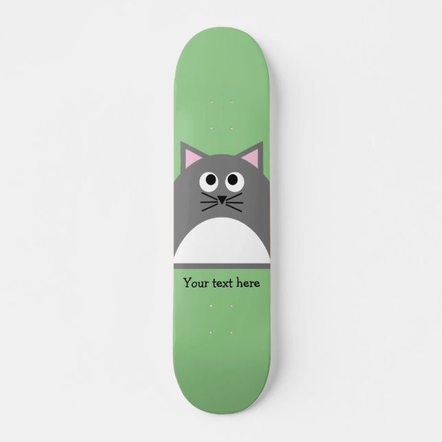 Graue Kitty Cat Personalisiert Skateboard (Vorne)