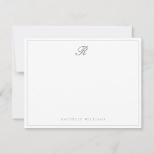 Graue klassische Schrift Vintage-Monogramm-Doppelr Mitteilungskarte