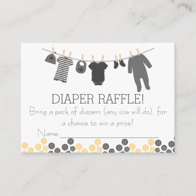 Graue Kleine Kleidung Diaper Raffle Tickets Begleitkarte (Vorderseite)