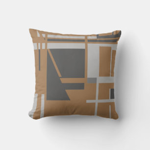 Graue Kohle auf Tan senkrecht MCM Look Motif Kissen