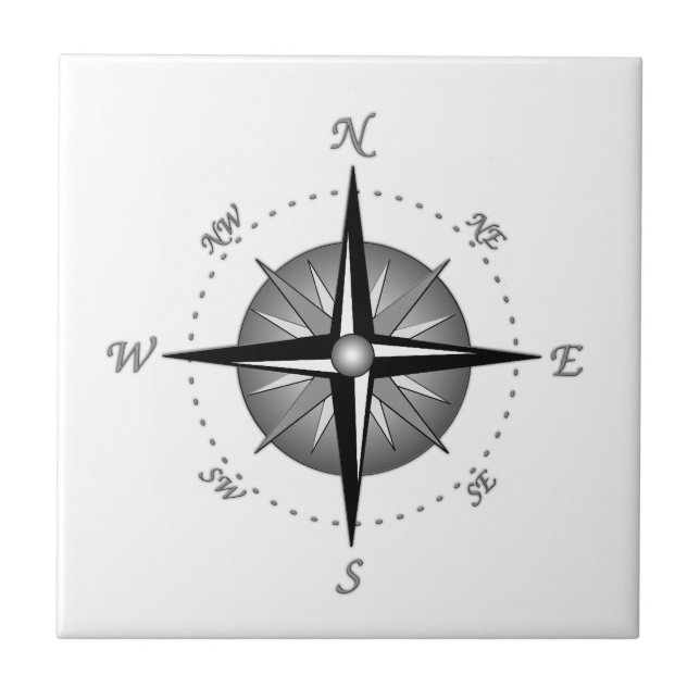 Graue Kompassrose Fliese (Vorderseite)