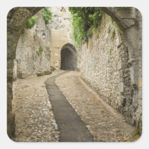 Graue Kopfsteinpflasterstraße, Frankreich Quadratischer Aufkleber