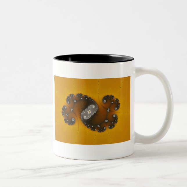 Graue Kreatur - Fraktal-Tasse Zweifarbige Tasse (Rechts)