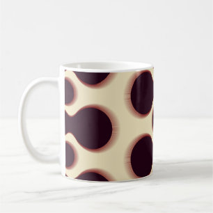 Graue, kugelförmige Formen, braune Farbmuster. Kaffeetasse