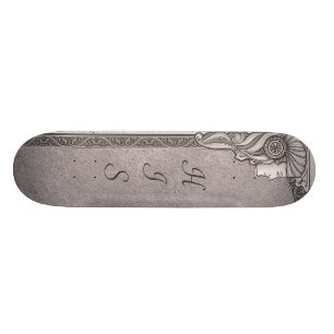 Graue Kunst Nouveau Hochzeit Skateboard