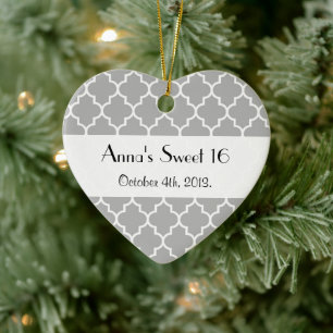 Graue Latticework, Quatrefolie, Trellis, Sweet 16 Keramik Ornament