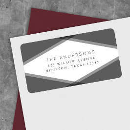 Graue Layered Geometric Return Address Label Adressaufkleber