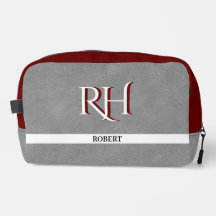 Graue Ledertextur Trim Custom Monogram Name
