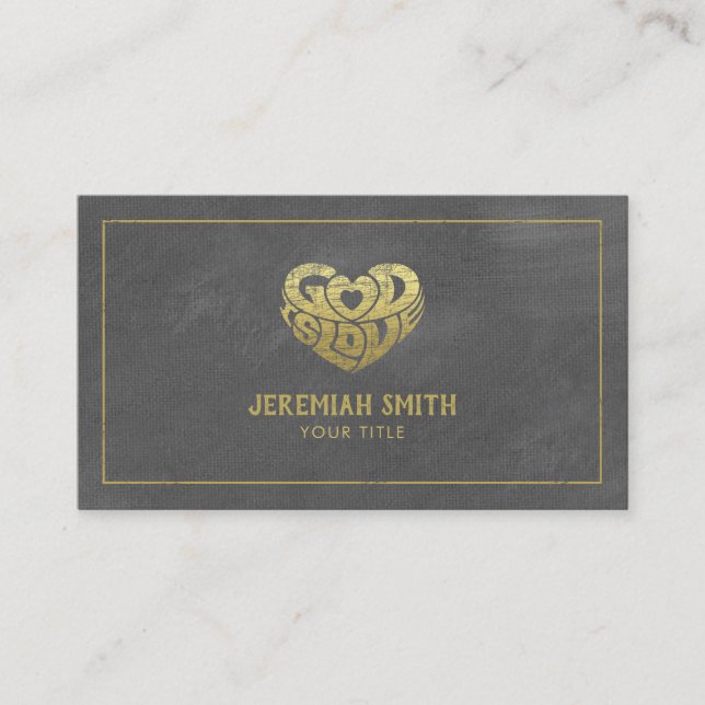 Graue Leinwand Gott ist Liebe Christlich Kirchenpa Terminkarte (Vorderseite)