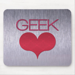 Graue Liebe (Herz) Mousepad, dunkelrosa Mousepad