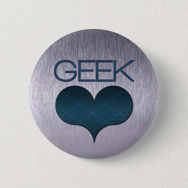 Graue Liebe (Herz) Taste, Dunkelblau Button (Vorderseite)