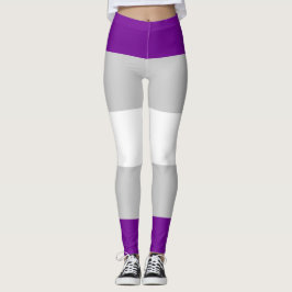 Graue, Lila, weiße, gestreifte LGBT Leggings