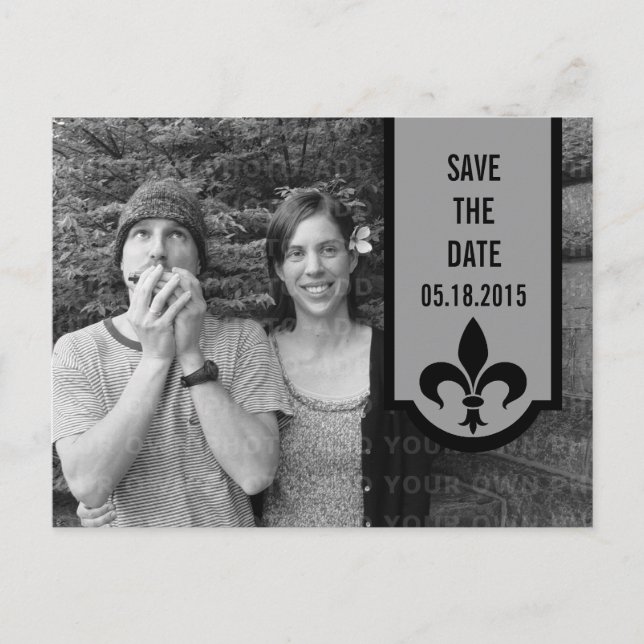 Graue Lilie Banner Save the Date Postkarte (Vorderseite)