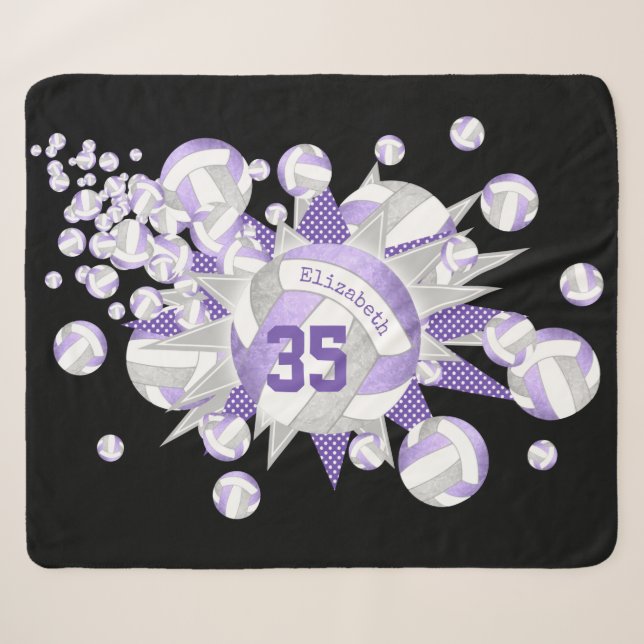Graue Lillac-Volleyball und Sterne Sherpadecke (Vorderseite (Horizontal))