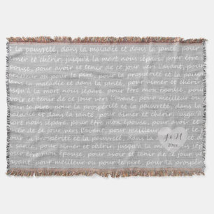 Graue Linen Burlap mit französischen Hochzeitsvows Decke
