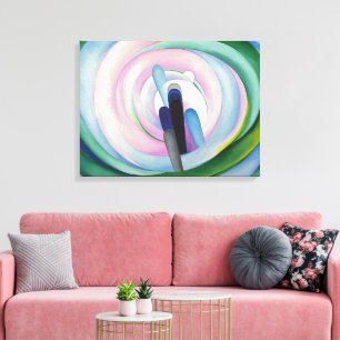 Graue Linien mit Schwarz, Blau und Gelb O'Keeffe Leinwanddruck