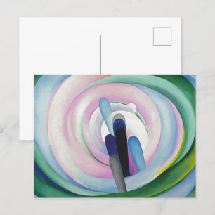Graue Linien mit Schwarz, Blau und Gelb   O'Keeffe Postkarte
