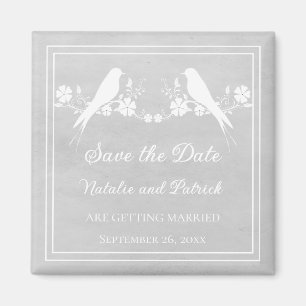 Graue Lovebird-Blumen-Save-the-Date-Magnet Magnet
