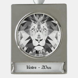 Graue Löwen auf Silbername und Jahr Banner-Ornament Silber