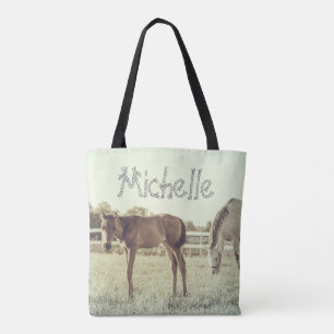 Graue Mare & Fohlen Pferde CUSTOM Tasche