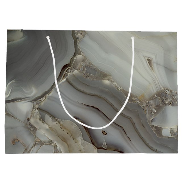 Graue Marmor mit Goldvene Große Geschenktüte (Rückseite)